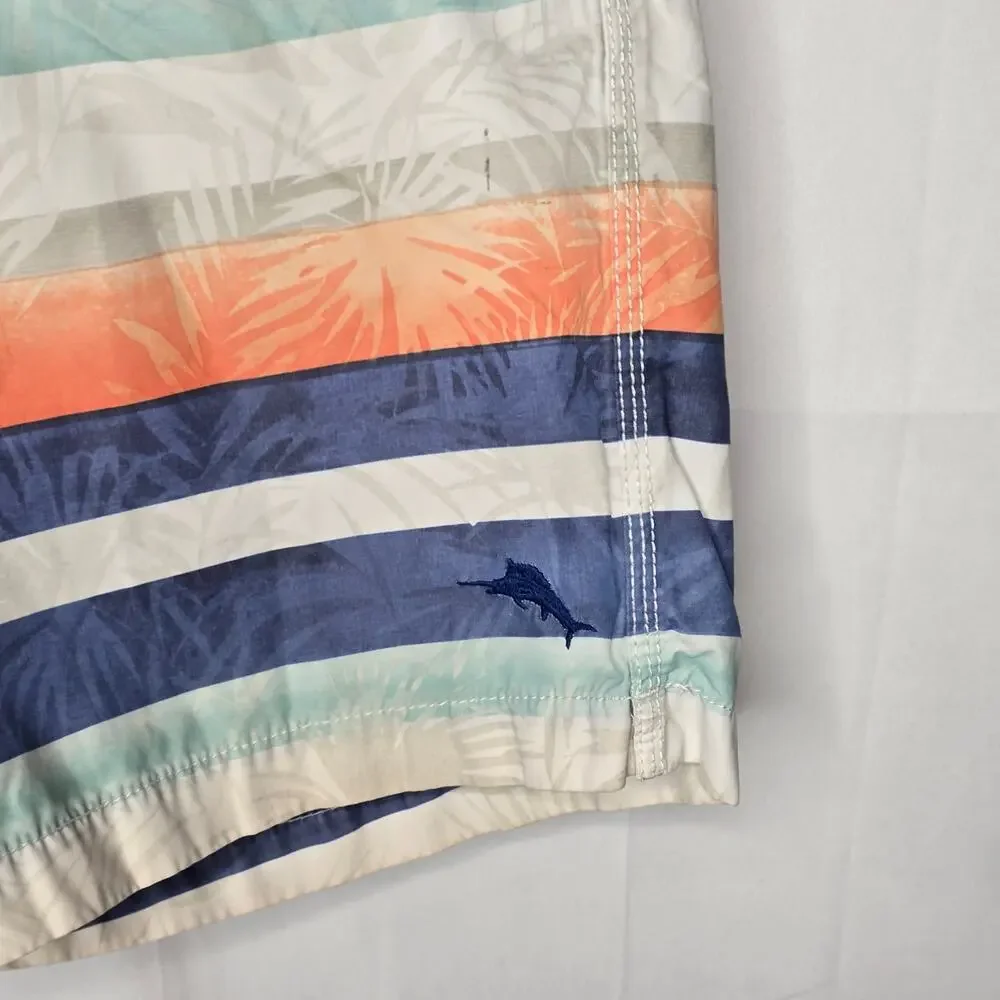 Men's Tommy Bahama Relax Multicolor Stripe Swim Trunks Size Large